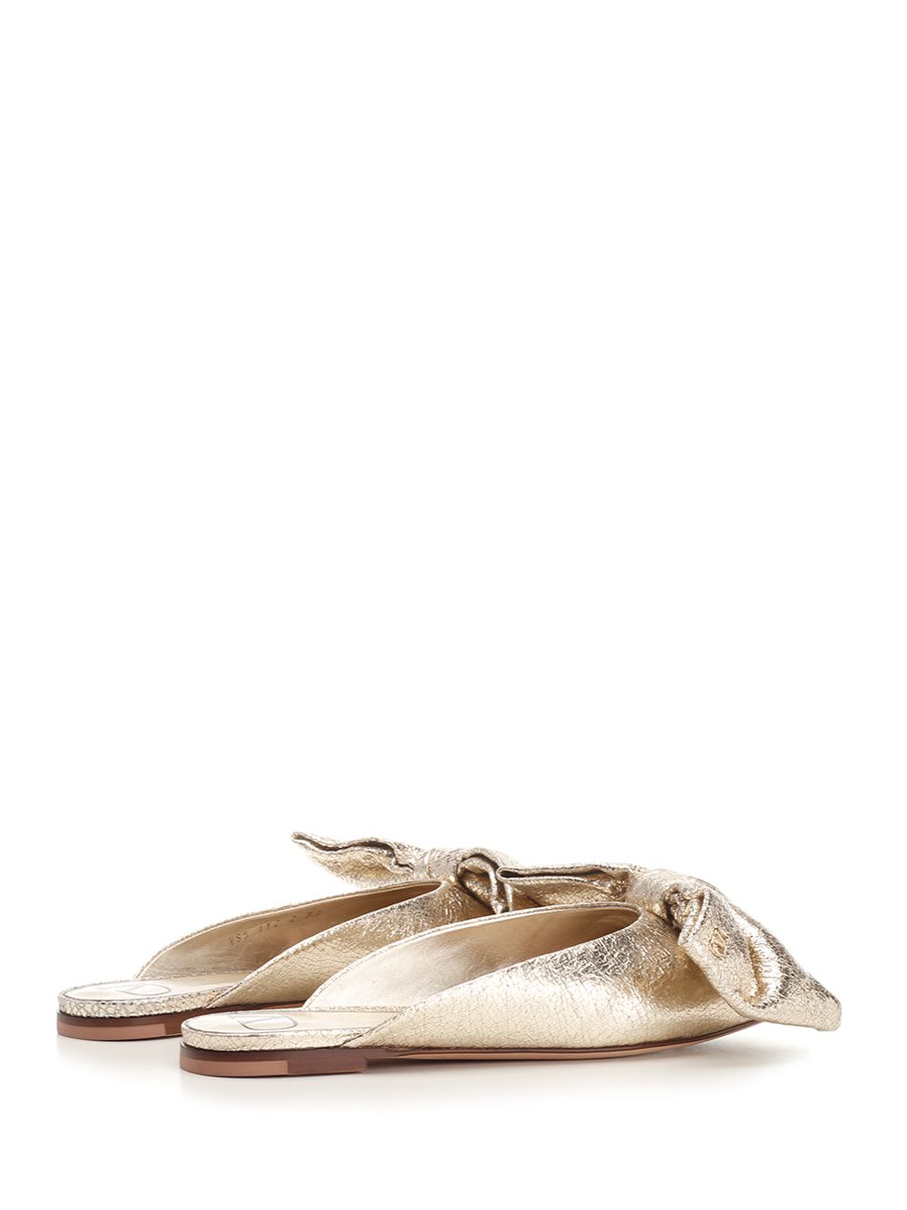 Valentino Nappa Leather Pointed Mules In Gold