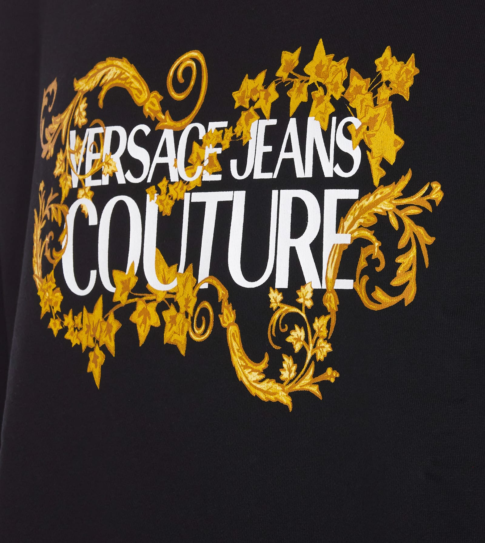 Shop Versace Jeans Couture Logo Sweatshirt In Nero E Oro