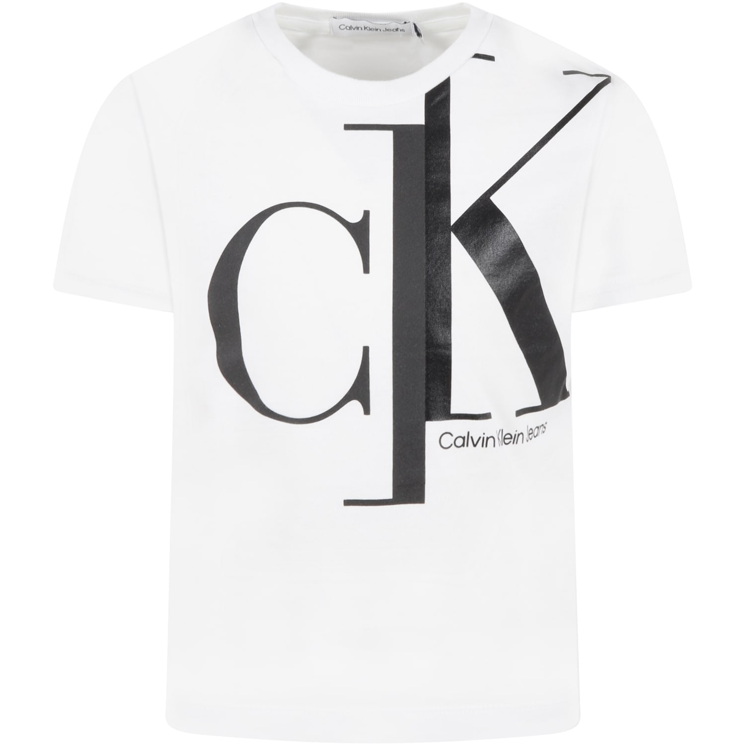 Calvin Klein White T-shirt For Kids With Black Logo