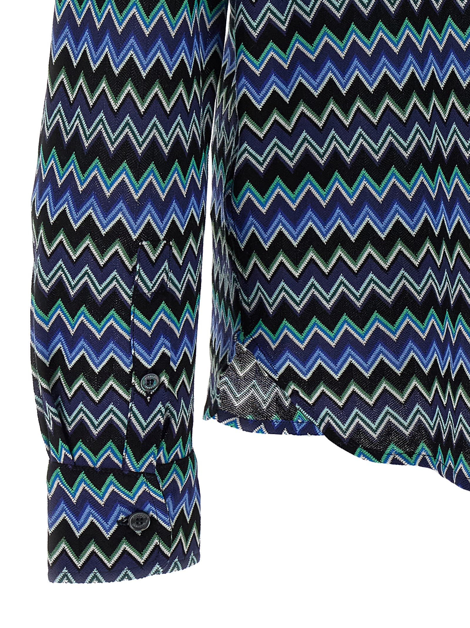 Missoni Zick-zack-hemd Aus Baumwolle Mit Brusttasche In Multicolor