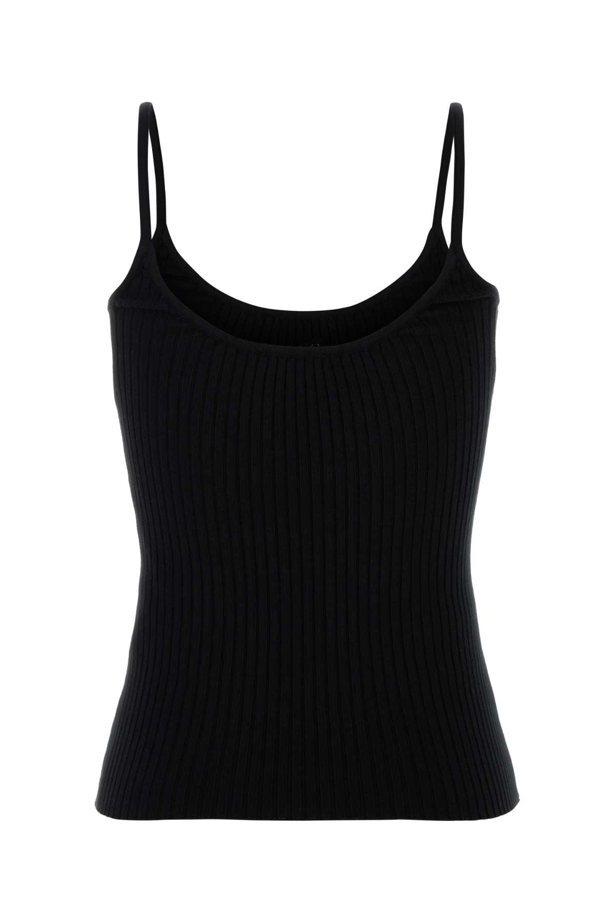 Courrèges Ribbed Spaghetti Strap Top With Elegant Logo Detail And Luxurious Fabric Blend In Black