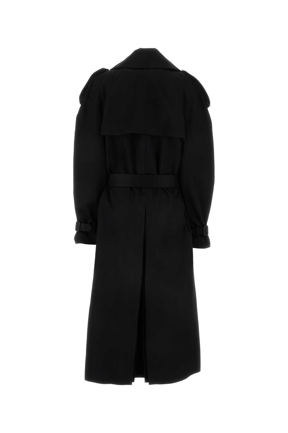 Shop Saint Laurent Black Cotton Trench Coat In Noir