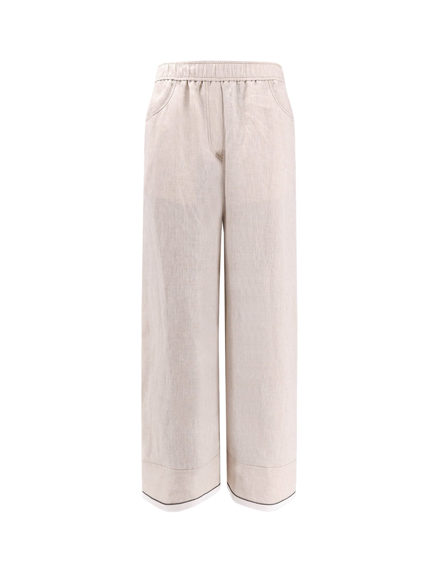 Brunello Cucinelli Silk Palazzo Pants In Beige
