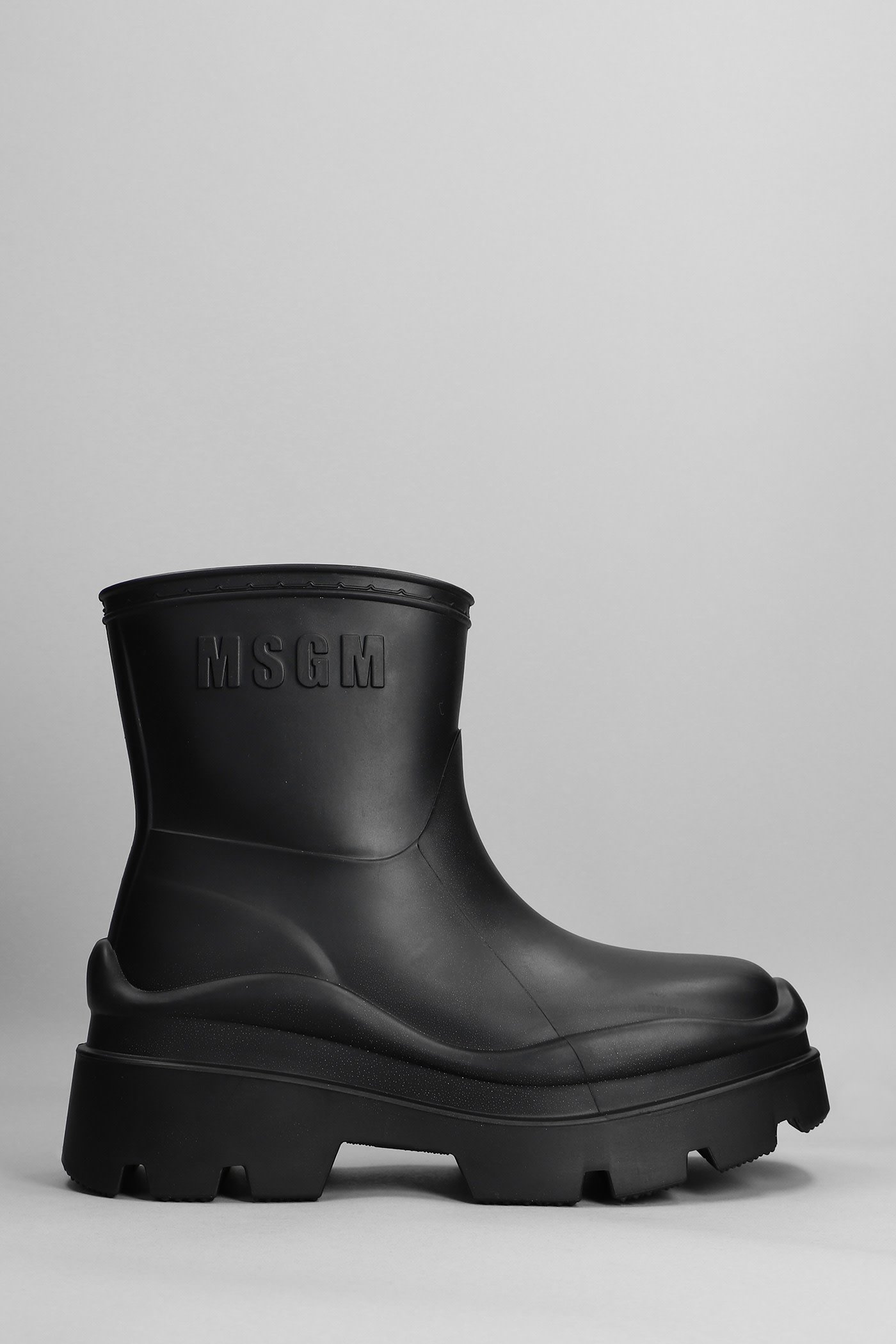 MSGM Ankle Boots In Black Rubber/plasic