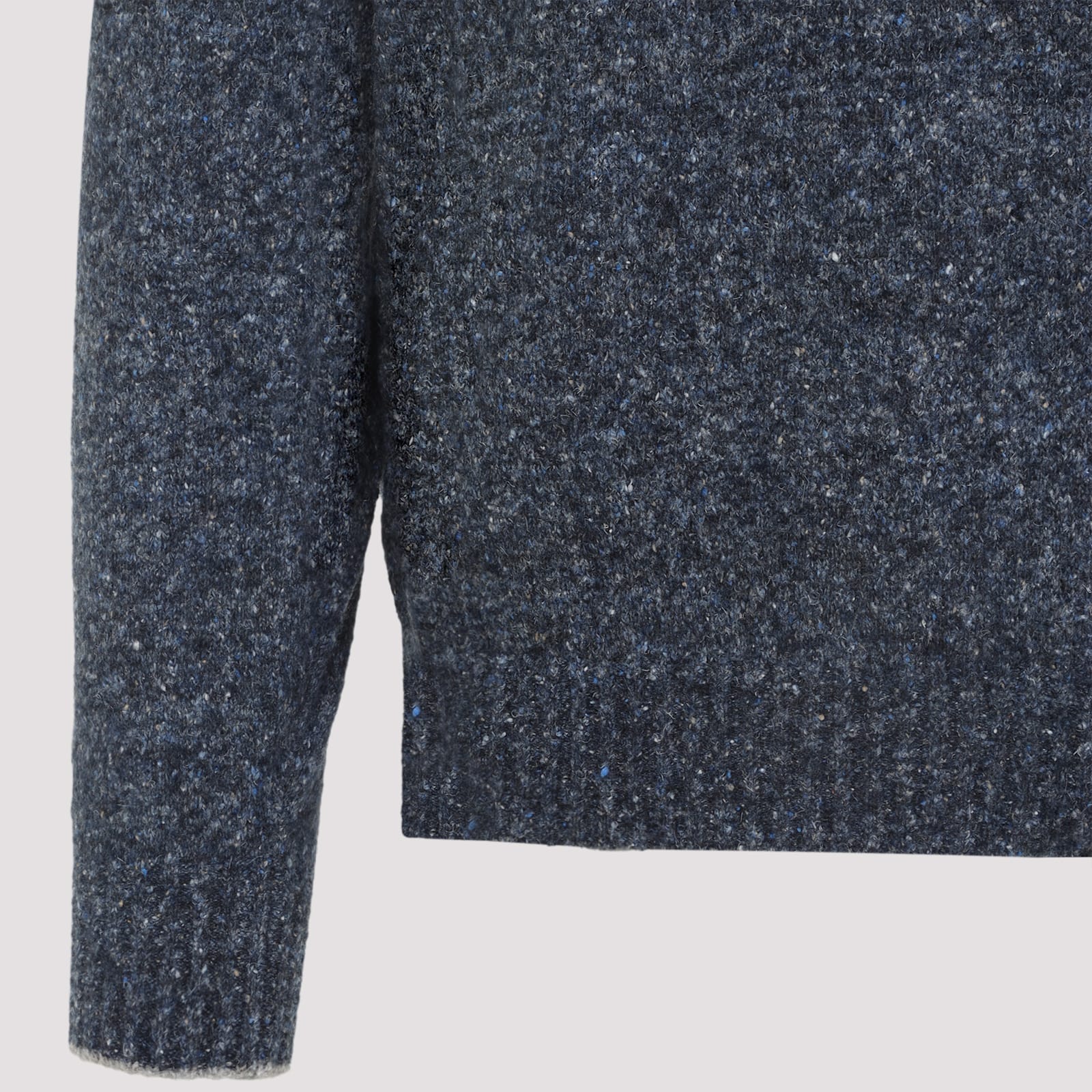 Brunello Cucinelli Blue Crewneck Sweater With A Melange Effect In Blue
