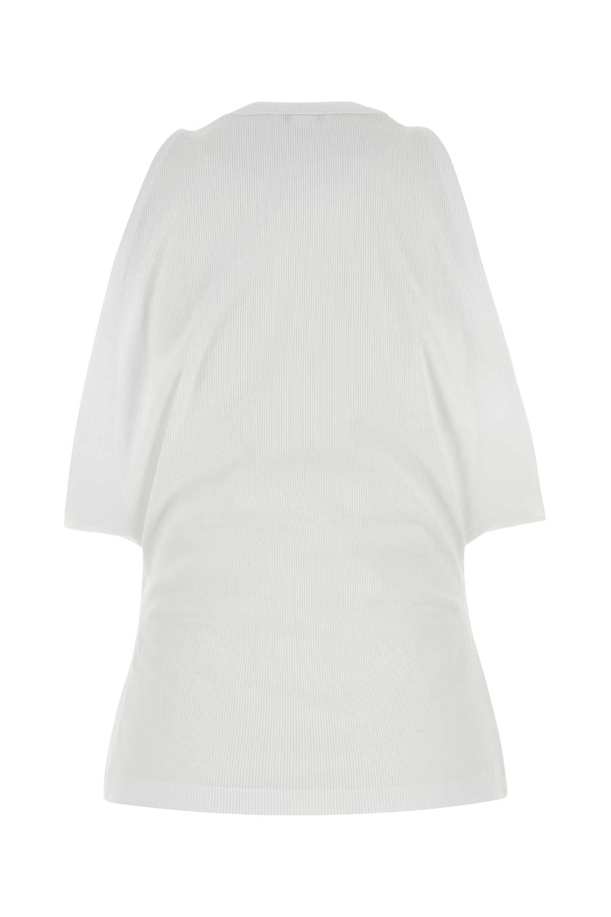 Shop Alexander Mcqueen White Stretch Cotton Top In Opticalwhite