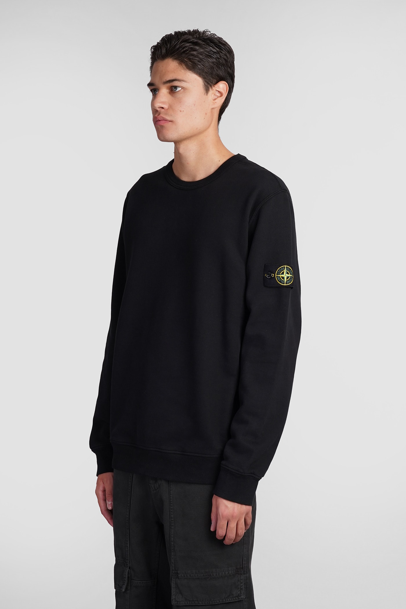 Shop Stone Island Sweatshirt In Black Cotton