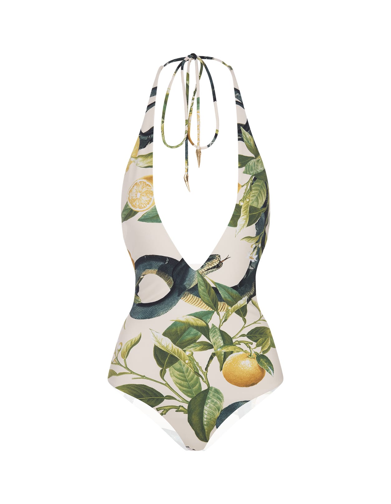 Ivory Bodysuit With Lemons Print