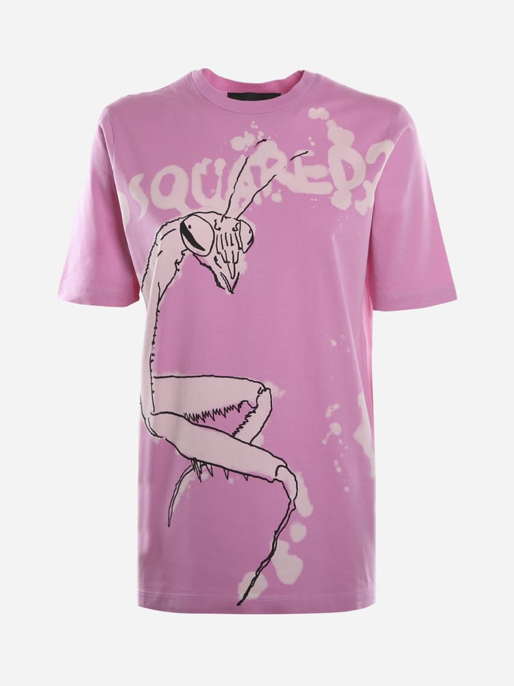 Dsquared2 Cotton T-shirt With All-over Contrasting Print