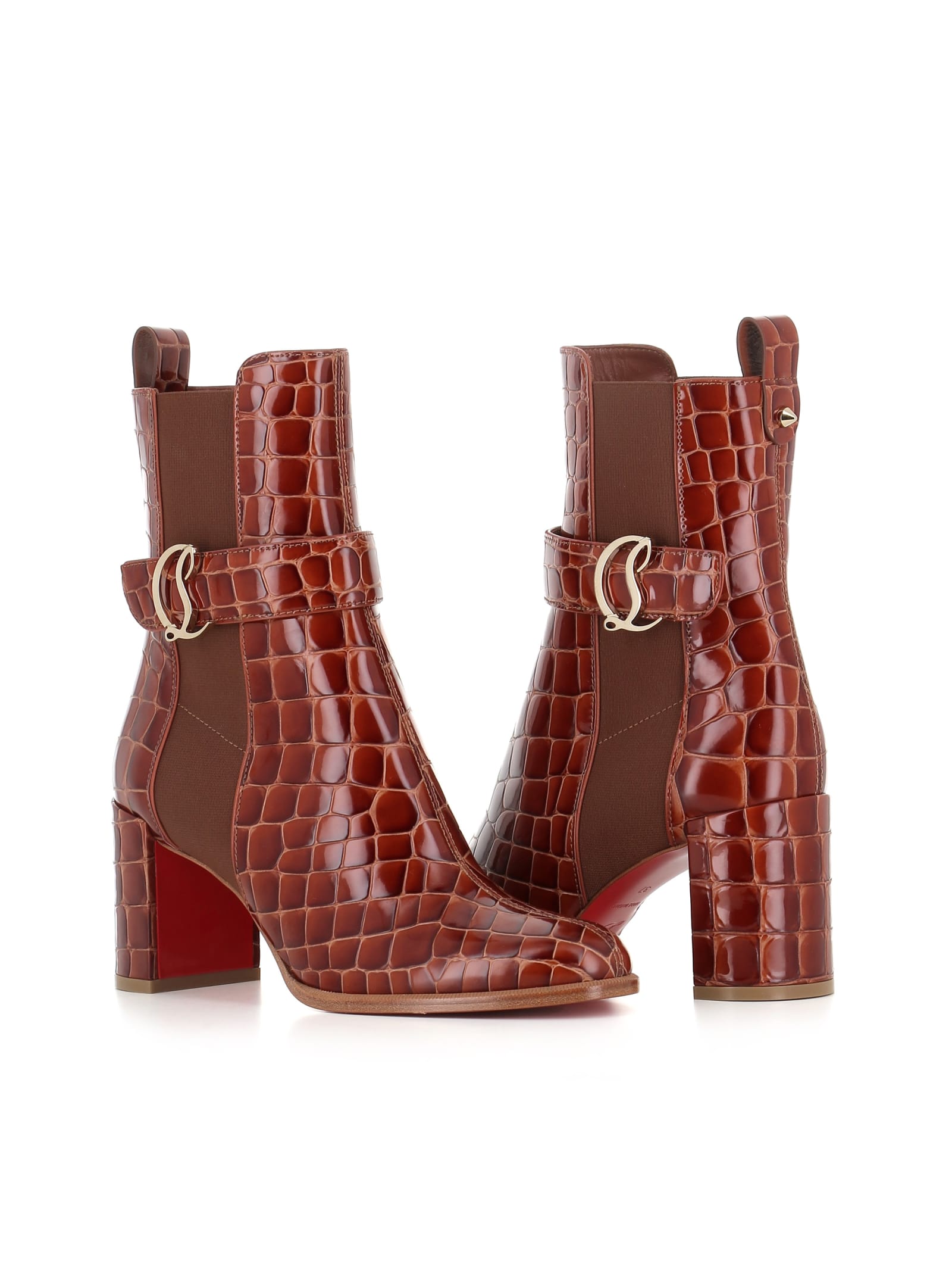 Shop Christian Louboutin Chelsea Cl Chelsea Booty 70 In Cognac