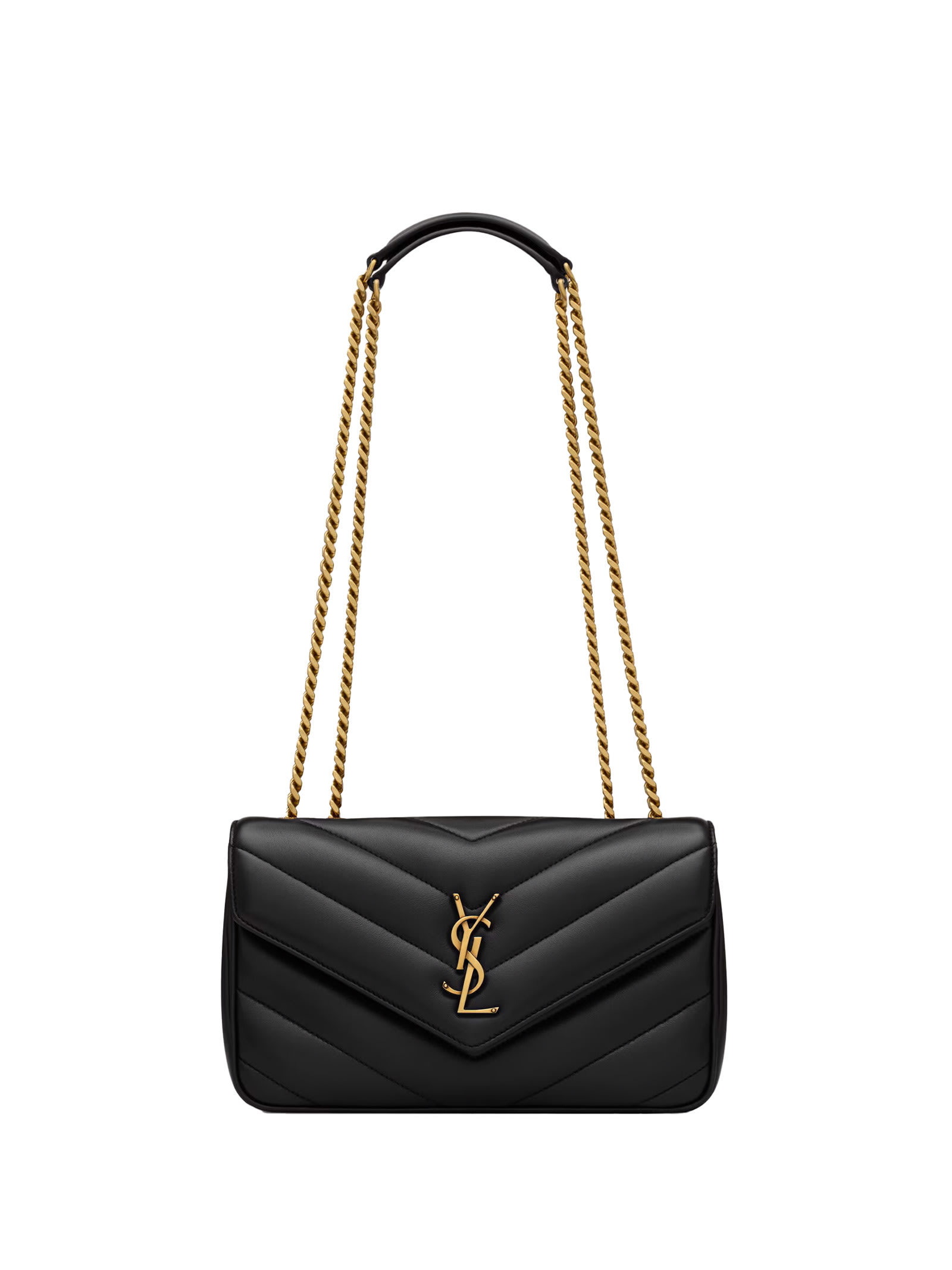 Saint Laurent Black Loulou Medium Shoulder Bag In Black