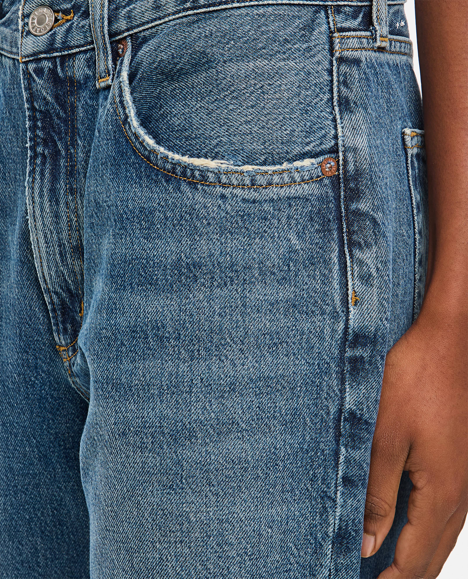 Agolde Luna Pieced Cotton Denim Jeans In Blue