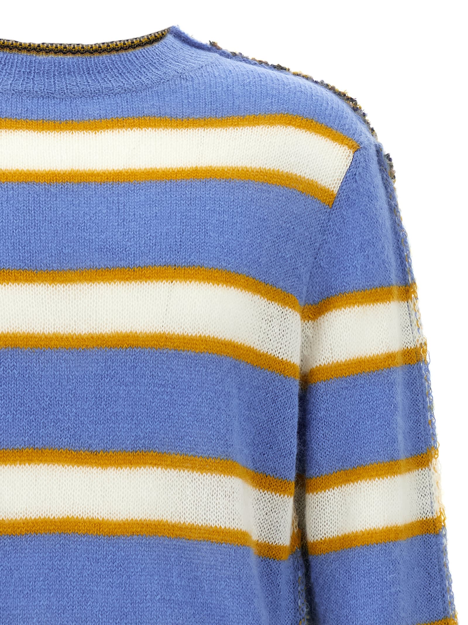 Marni Striped Pattern Round Neck Sweater In Blue