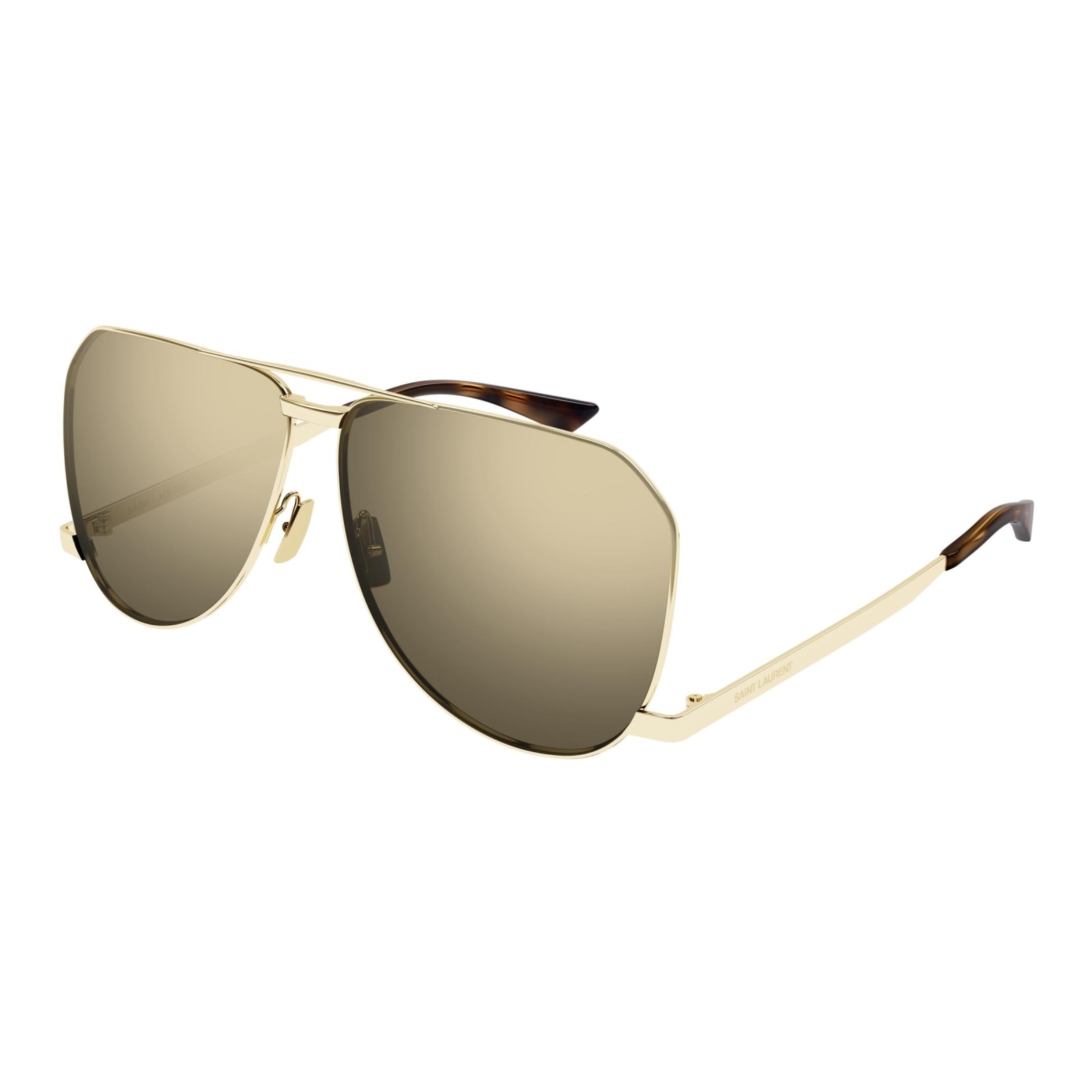 Shop Saint Laurent Sunglasses In Oro/marrone