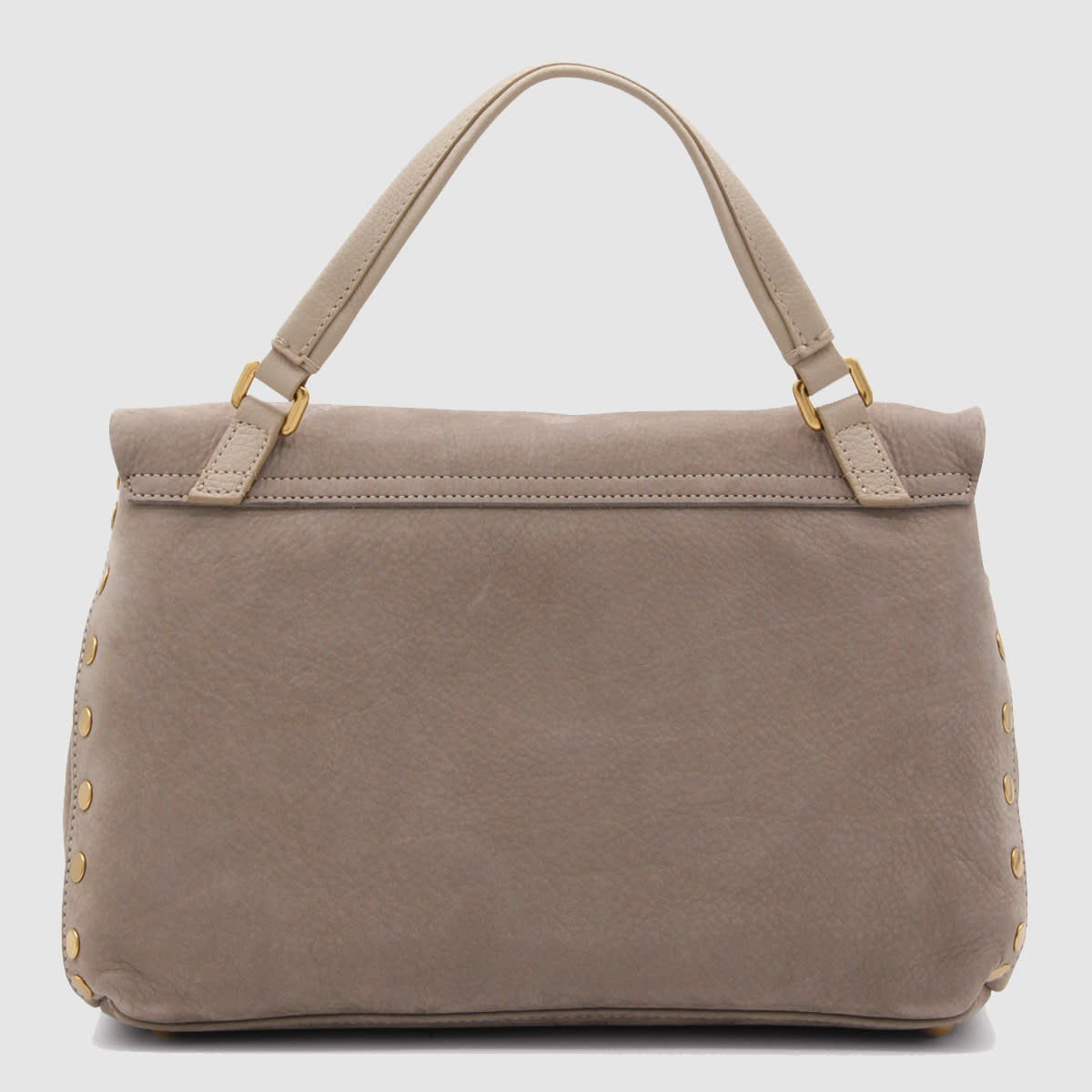 ZANELLATO GREY LEATHER POSTINA S TOP HANDLE BAG 