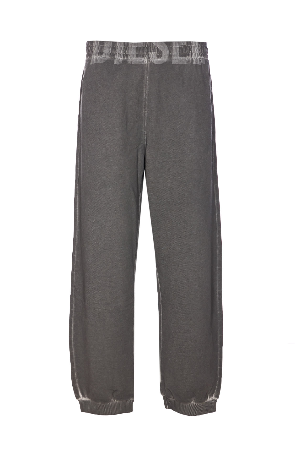 Diesel Trousers With Printed Lateral Pockets And Elasticized Waist In Gray