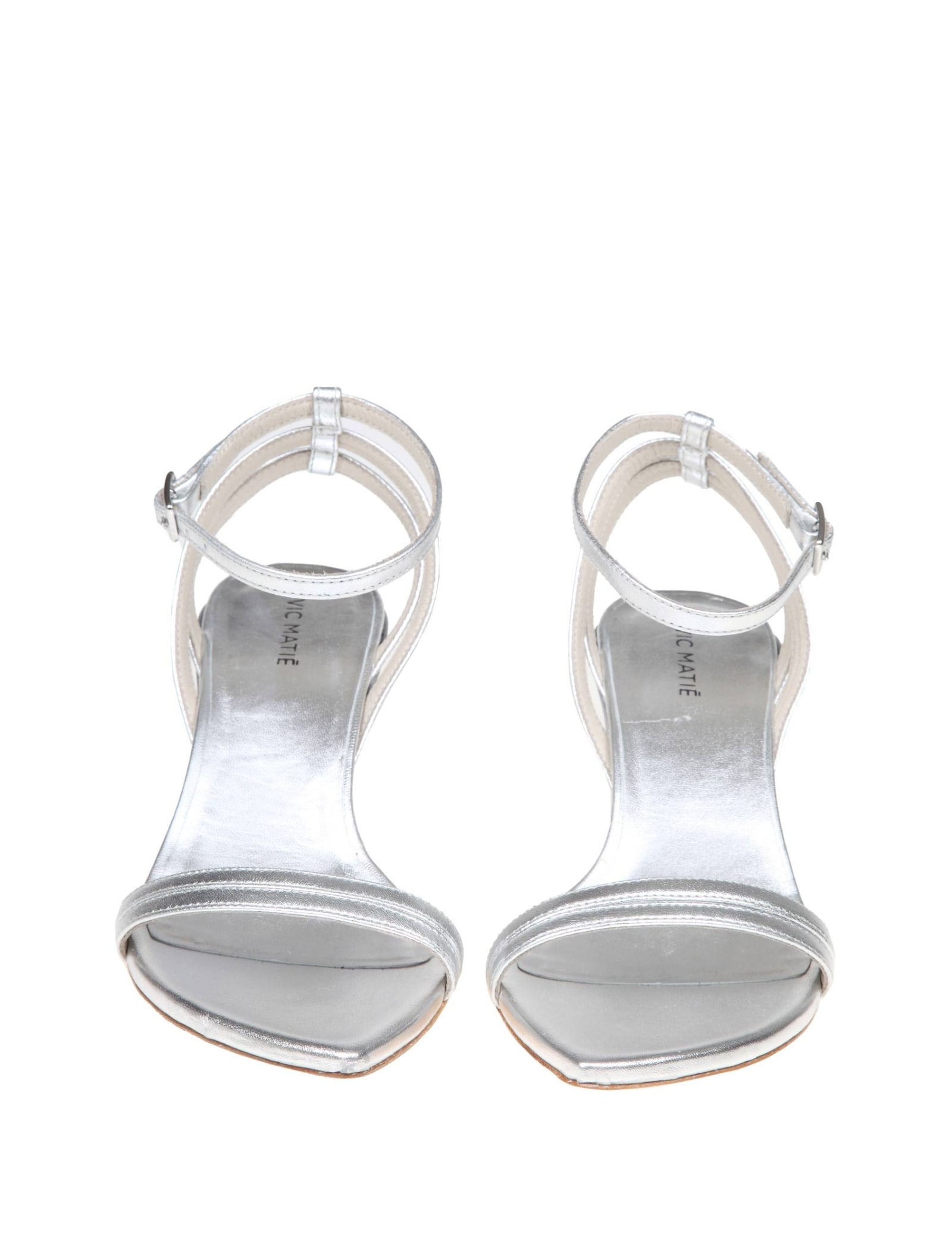 Shop Vic Matie Sandal In Silver Color Laminated Leather