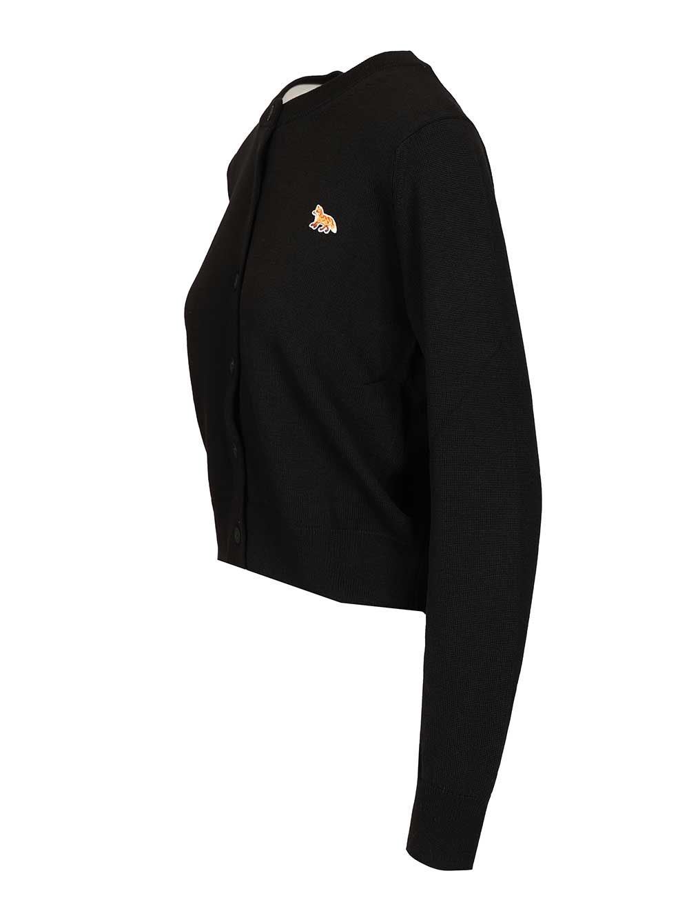 Maison Kitsuné Merino Wool Cardigan In Black