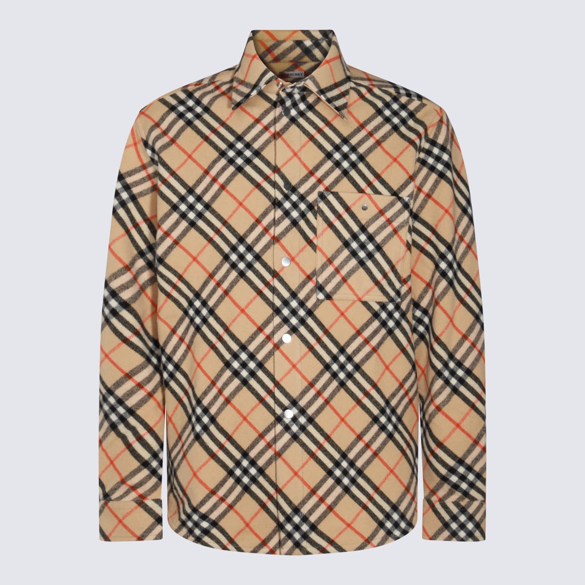 Shop Burberry Sand Wool Shirt In Sand Ip Check