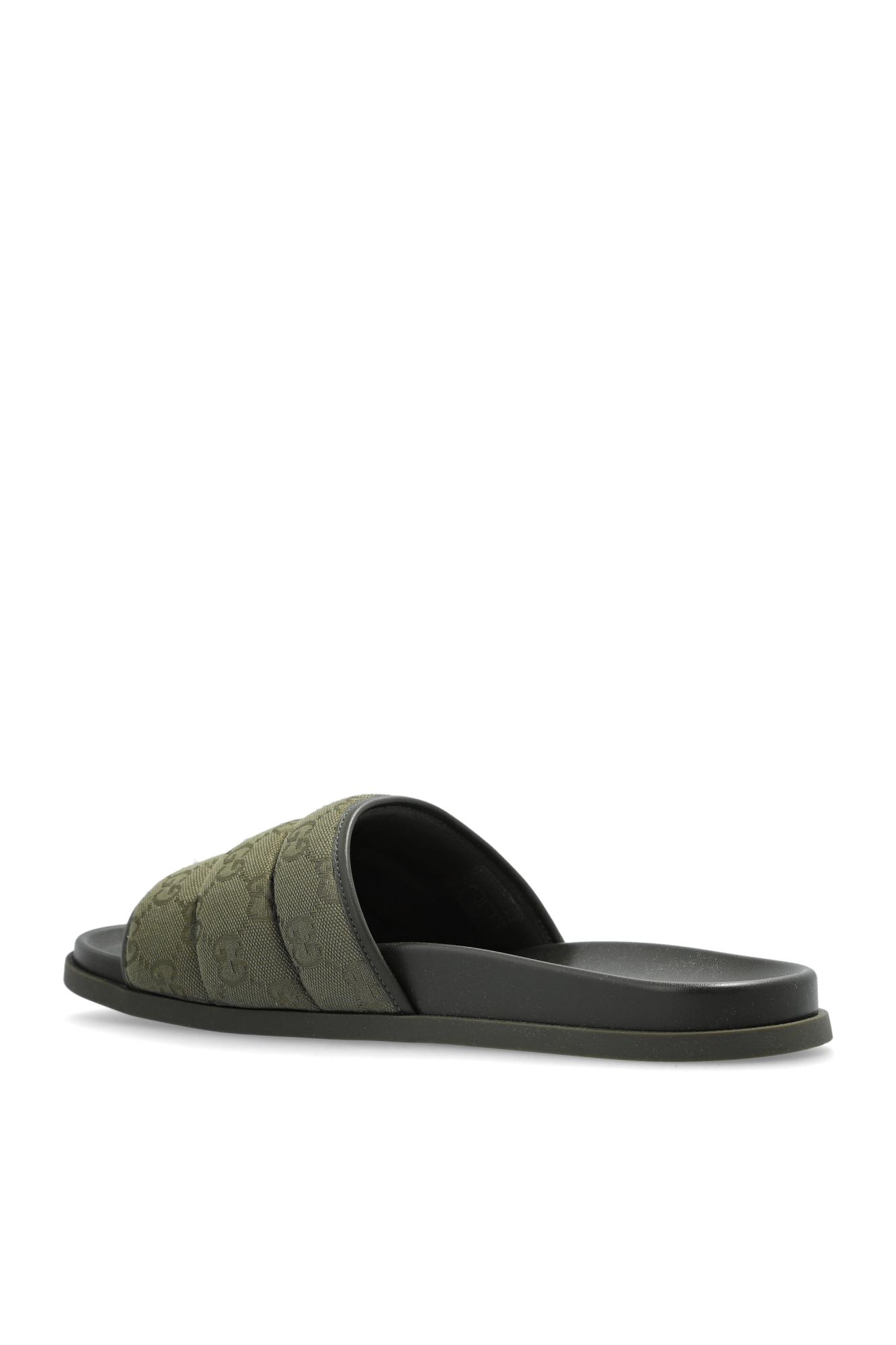 Gucci Green Open Toe Slides In Green