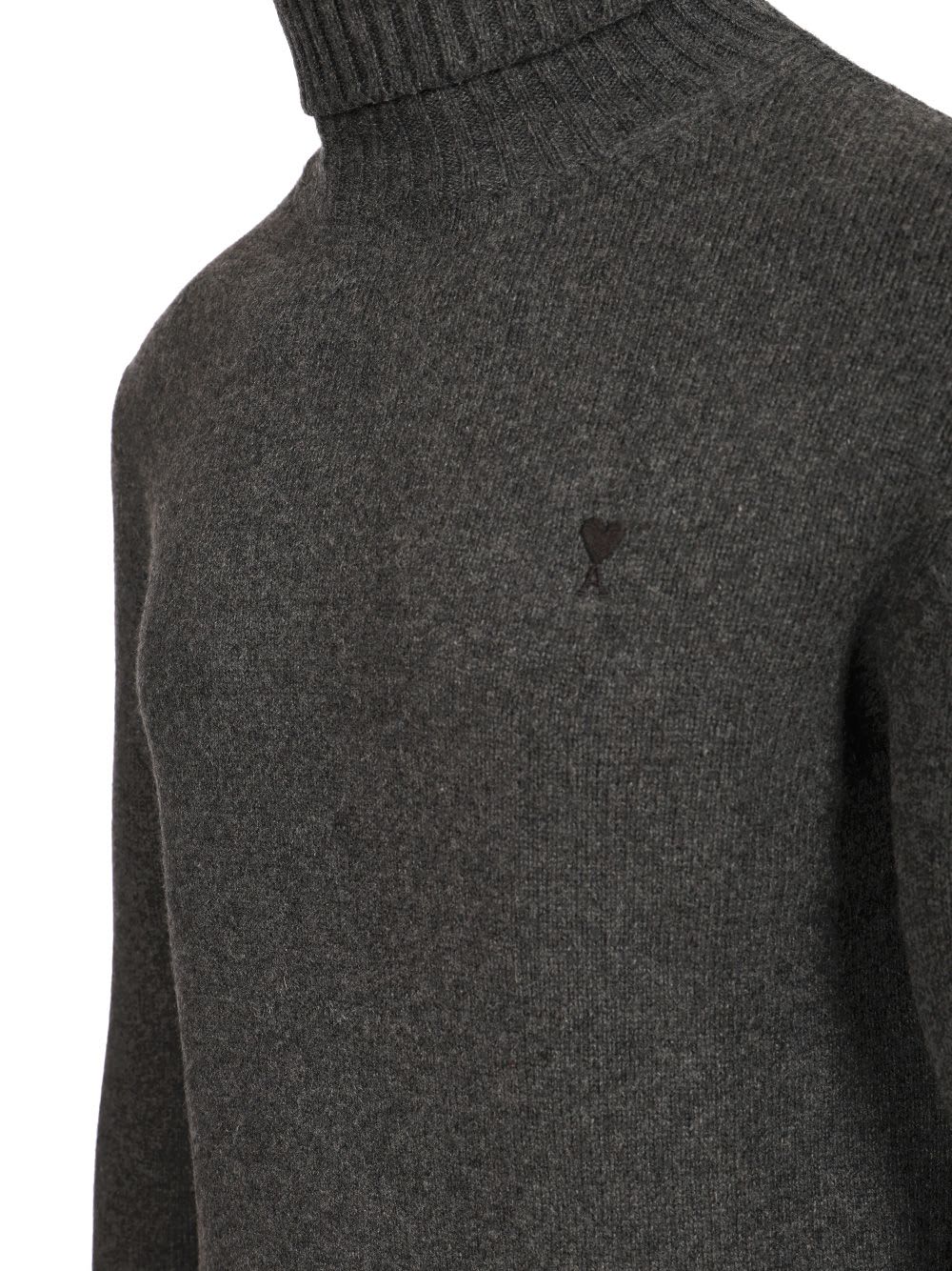 Ami Alexandre Mattiussi Ami Paris Charcoal Cashmere Blend Sweater In Gray