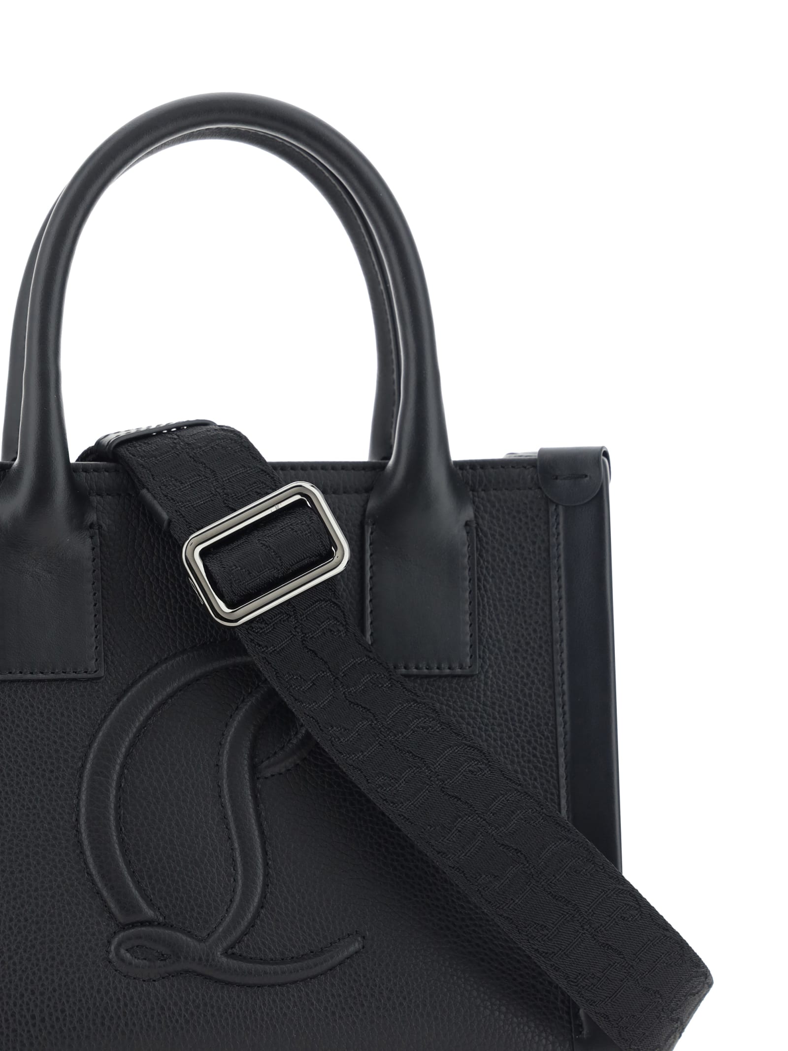 Shop Christian Louboutin Black Leather By My Side Mini Tote In 000 Black