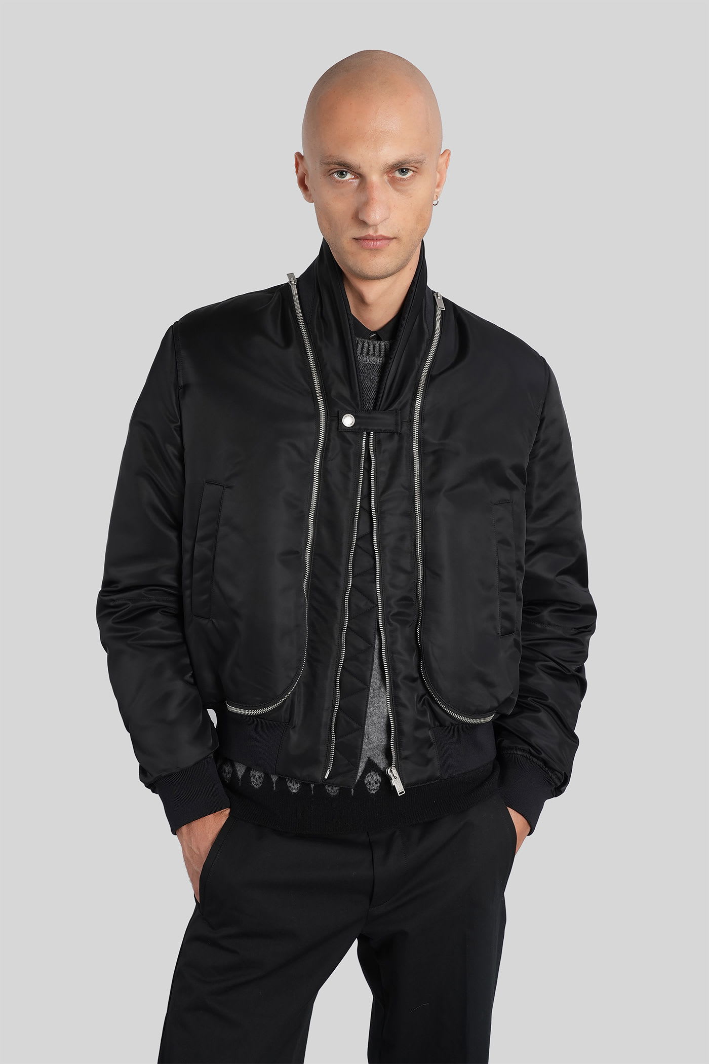 Alexander Mcqueen Bomber Jacket In Black Polyamide In Black