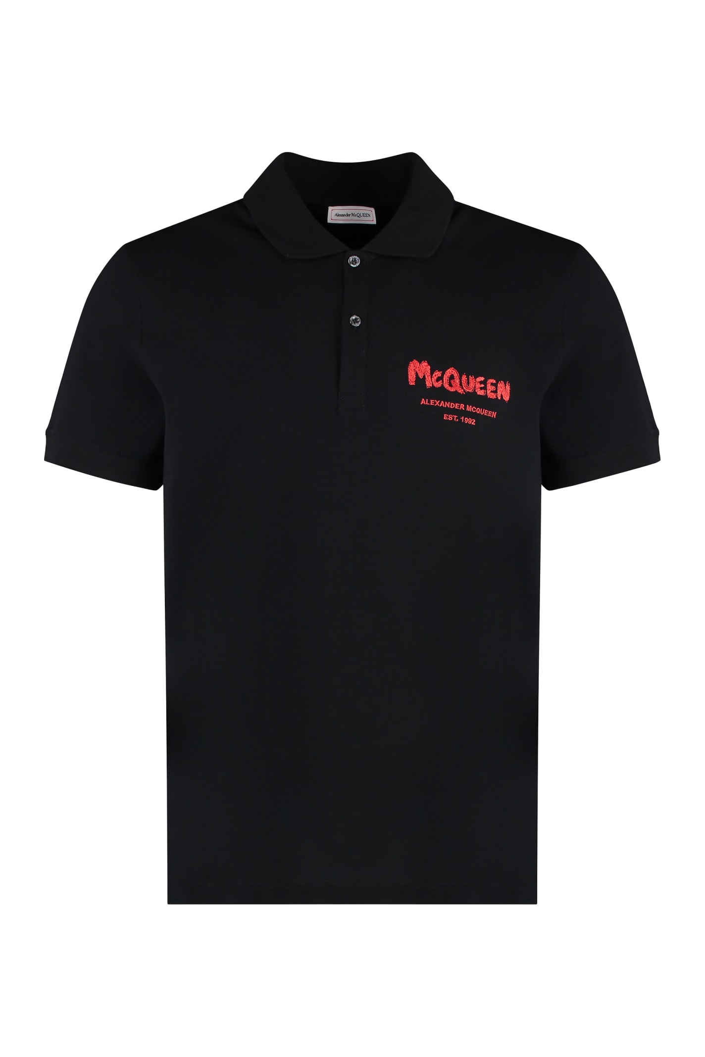Shop Alexander Mcqueen Cotton Piqué Polo Shirt In Black