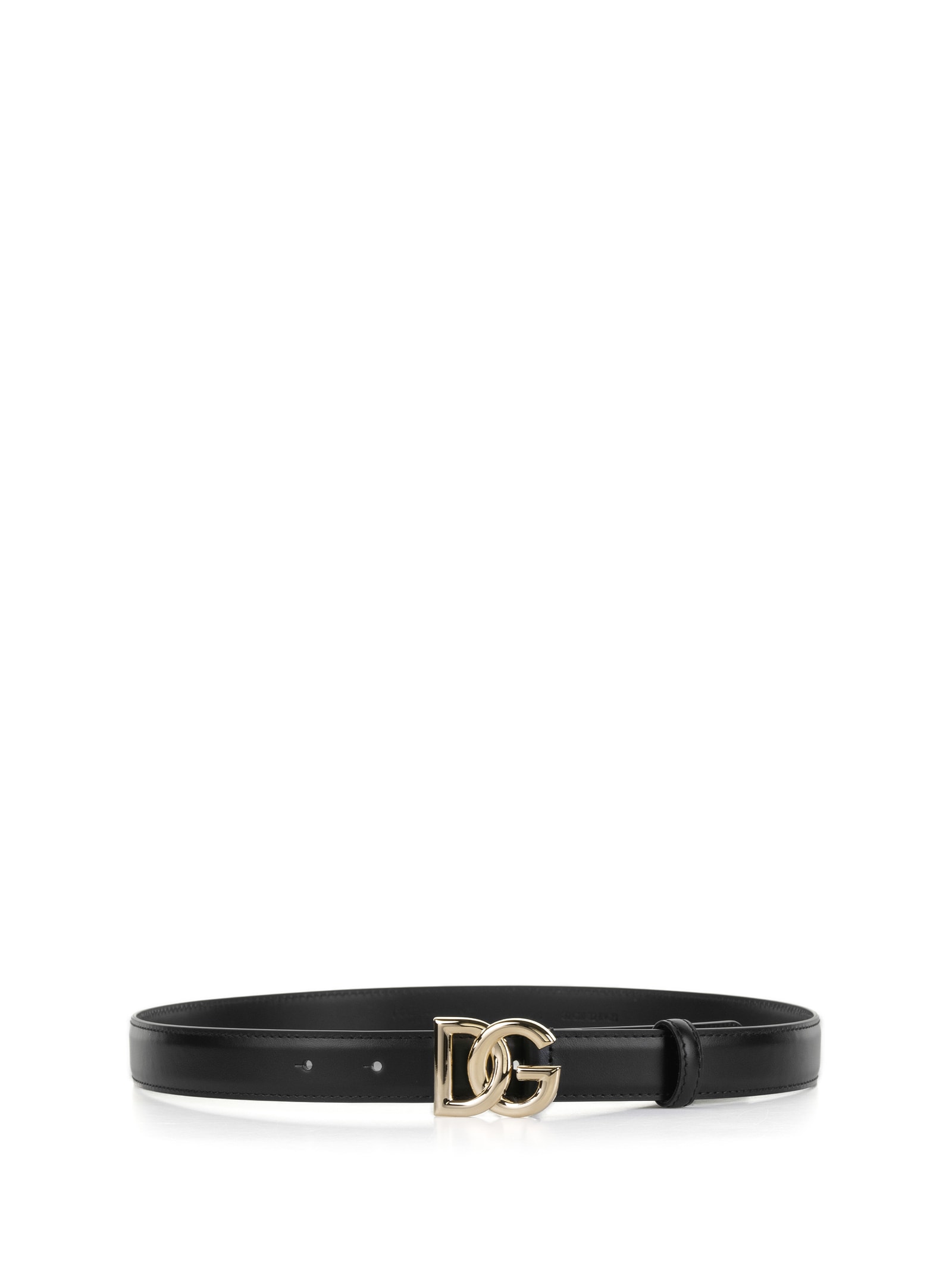 Dolce & Gabbana Black Leather Belt With Logo Buckle