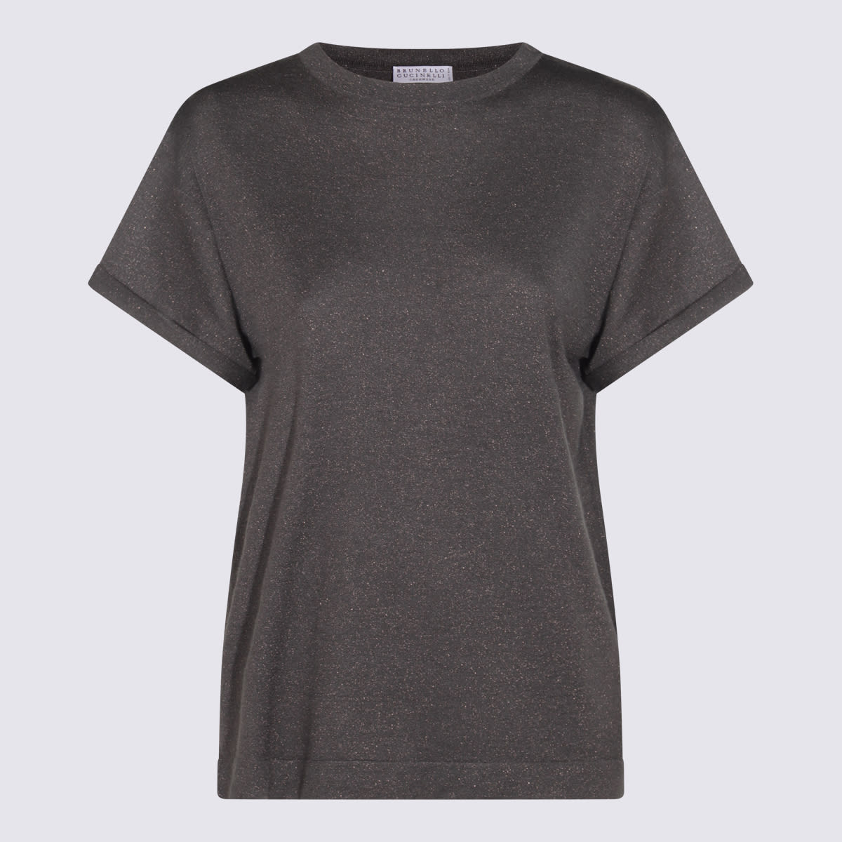 Brunello Cucinelli Short Sleeve Crewneck Sparkling Finish In Gray