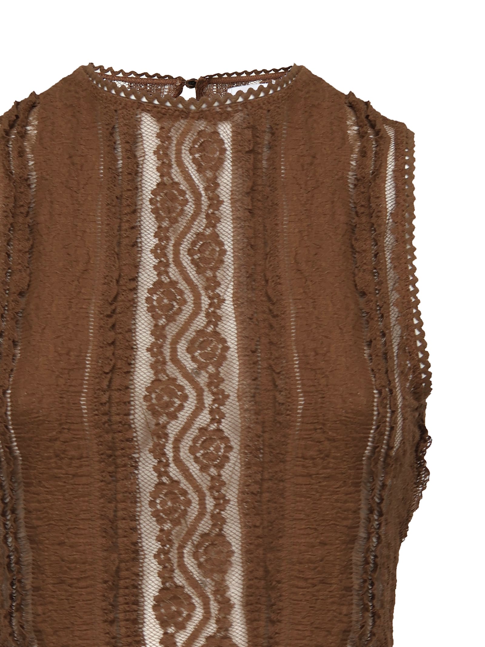 Charo Ruiz Lace-detail Sleeveless Top In Brown