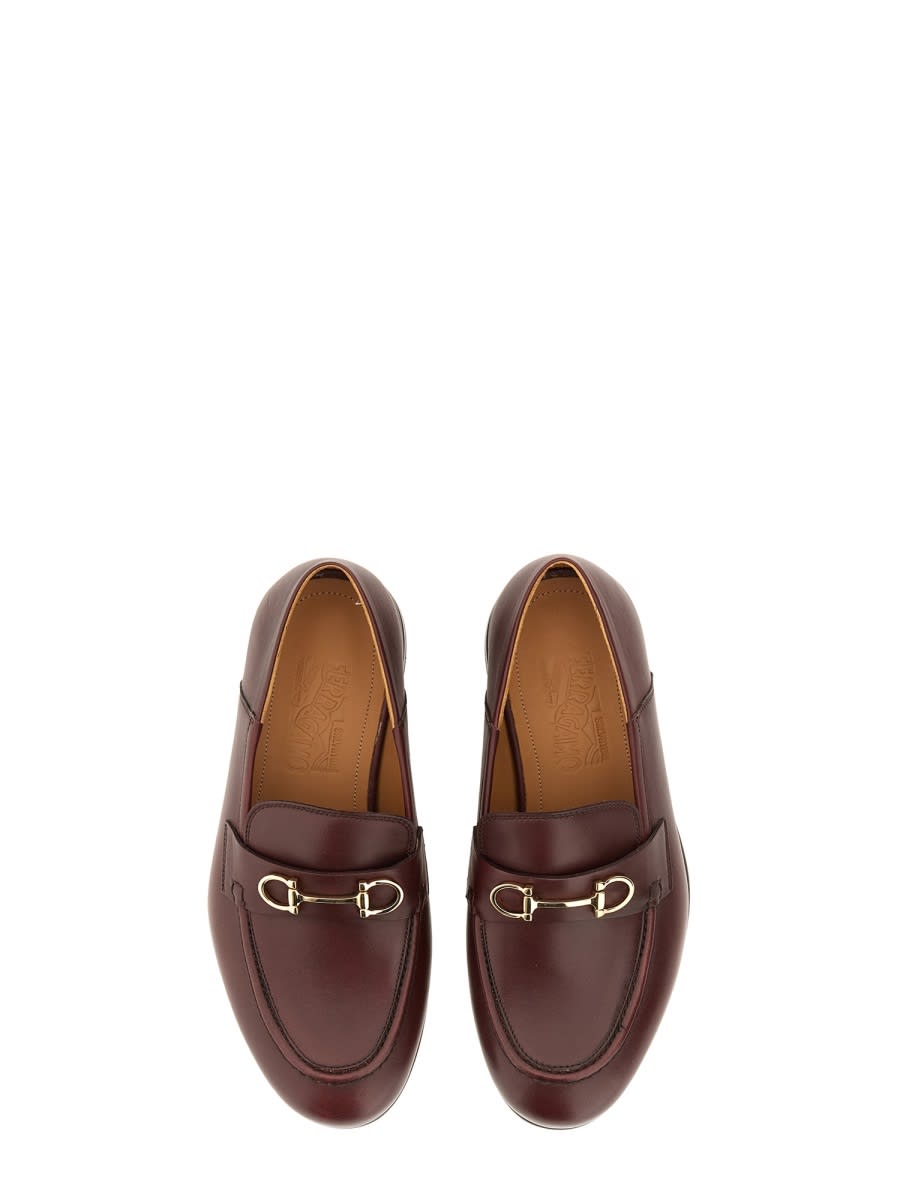 Ferragamo Moccasin With Gancini Ornament In Brown