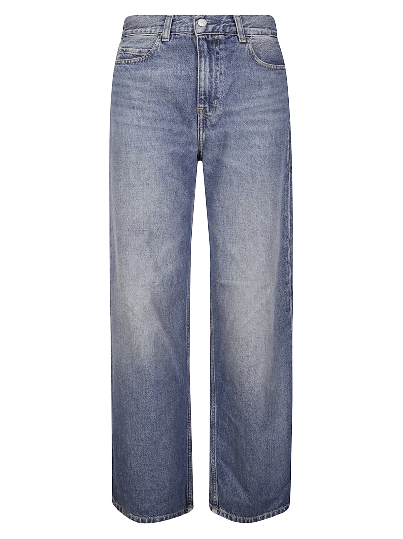 Carhartt Jane Denim Trousers With Belt Loops And Pockets In Blue