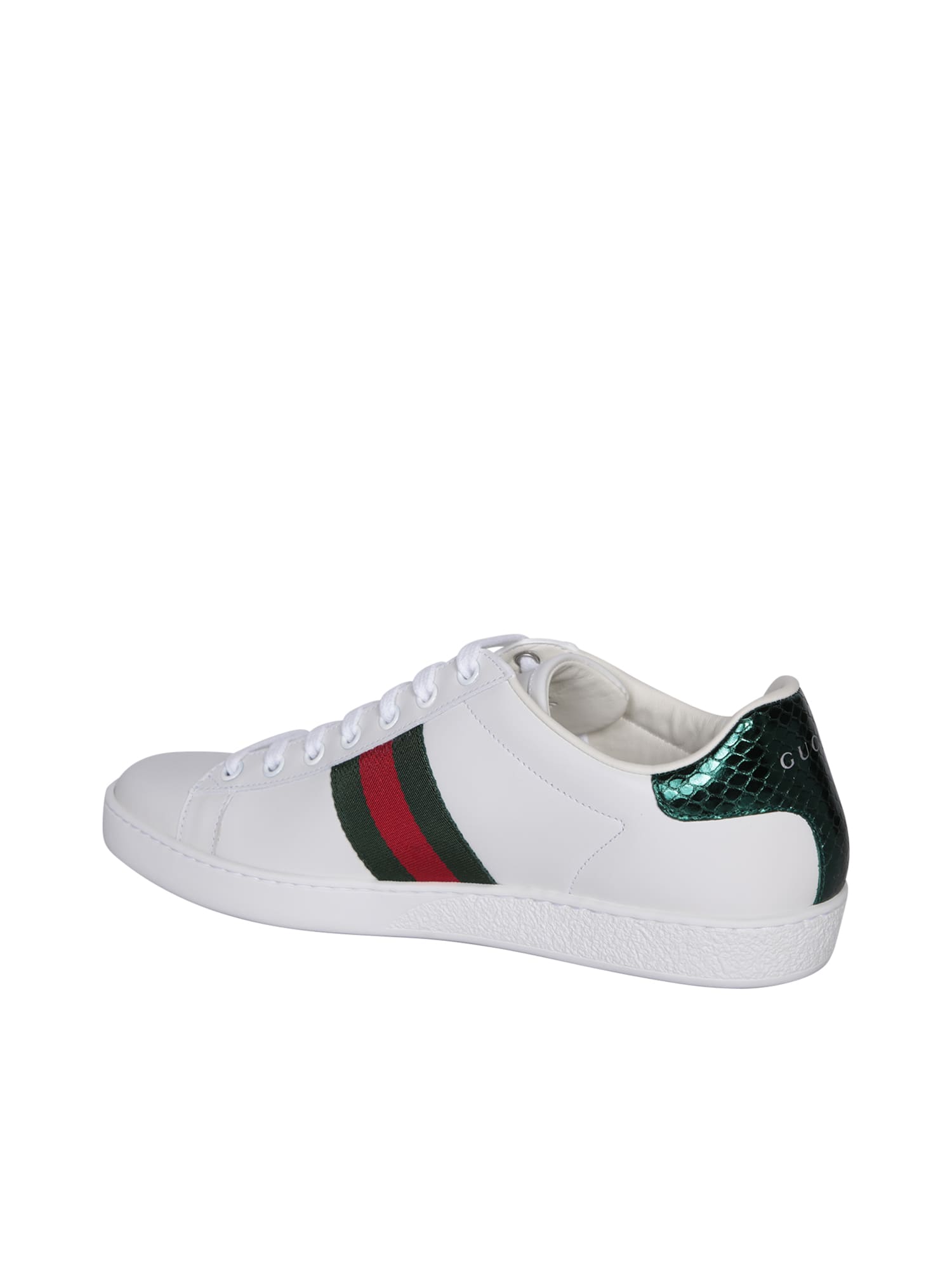 Gucci Ace Embroidered Leather Sneaker In White