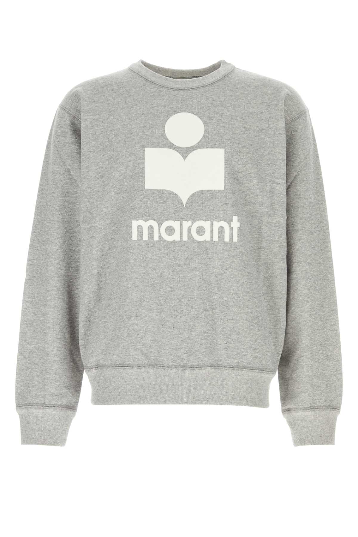 Shop Isabel Marant Melange Grey Cotton Blend Oversize Mikoy Sweatshirt In Greywhite