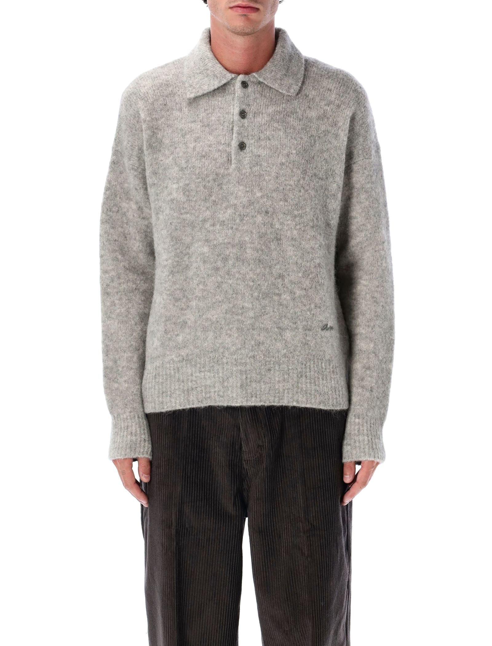 Ami Alexandre Mattiussi Grey Wool And Alpaca Polo Sweater Ami Paris In Gray