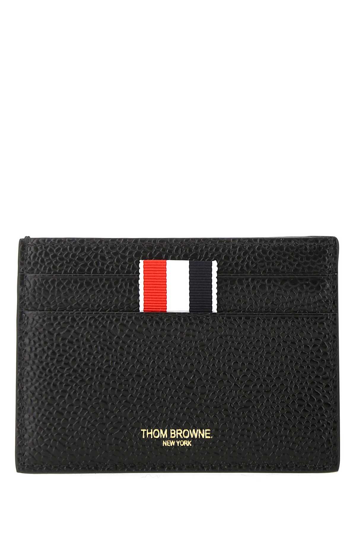Thom Browne Black Leather Card Holder In 001