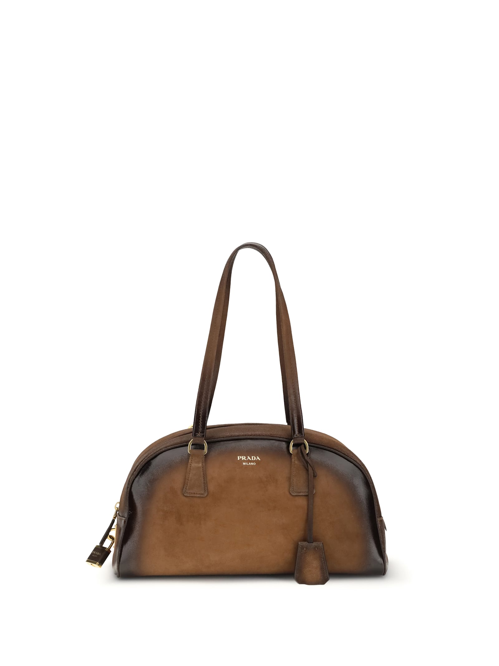 Prada Medium Bowling Bag In Vintage Leather In Brown