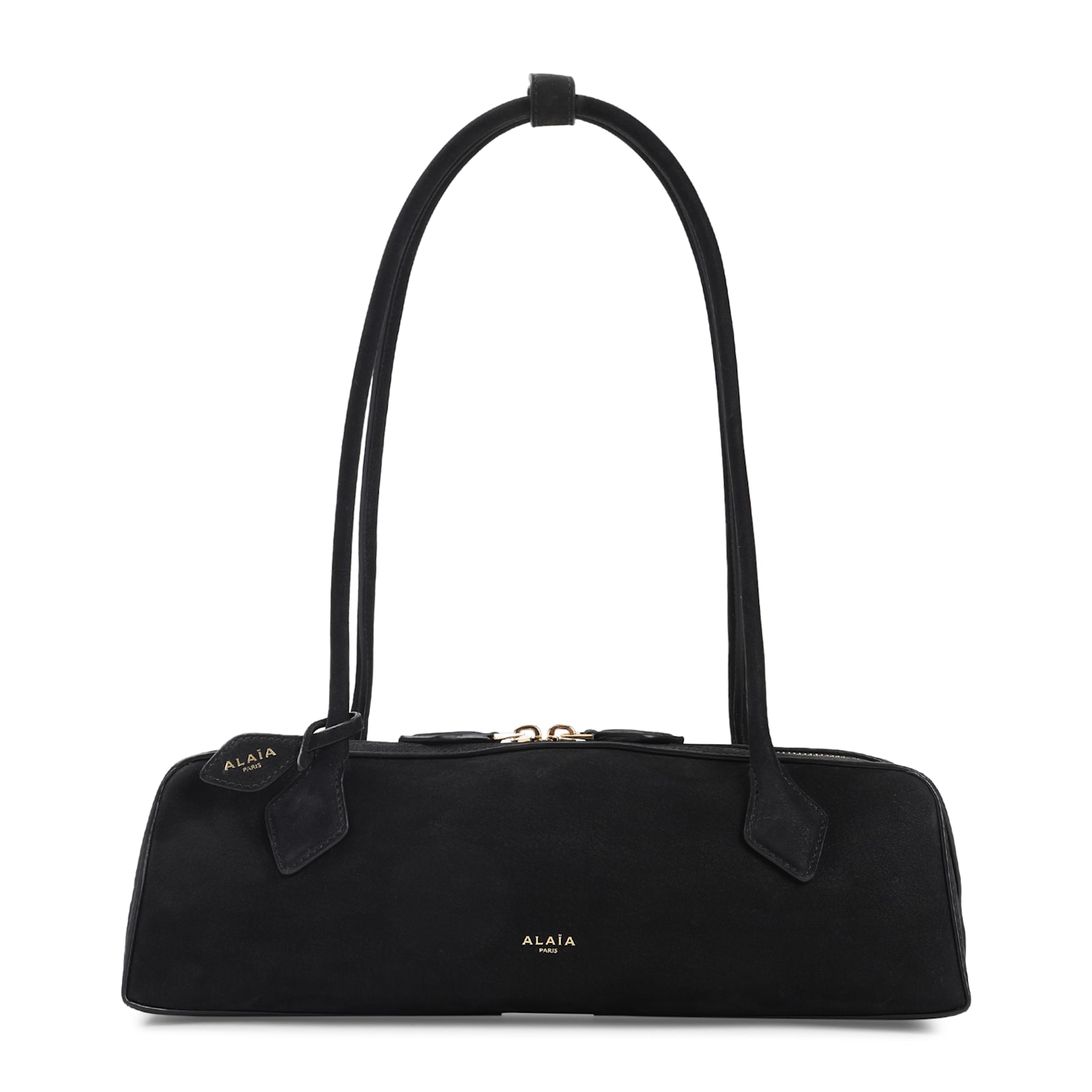 Alaïa Le Teckel Medium Suede Shoulder Bag In Black