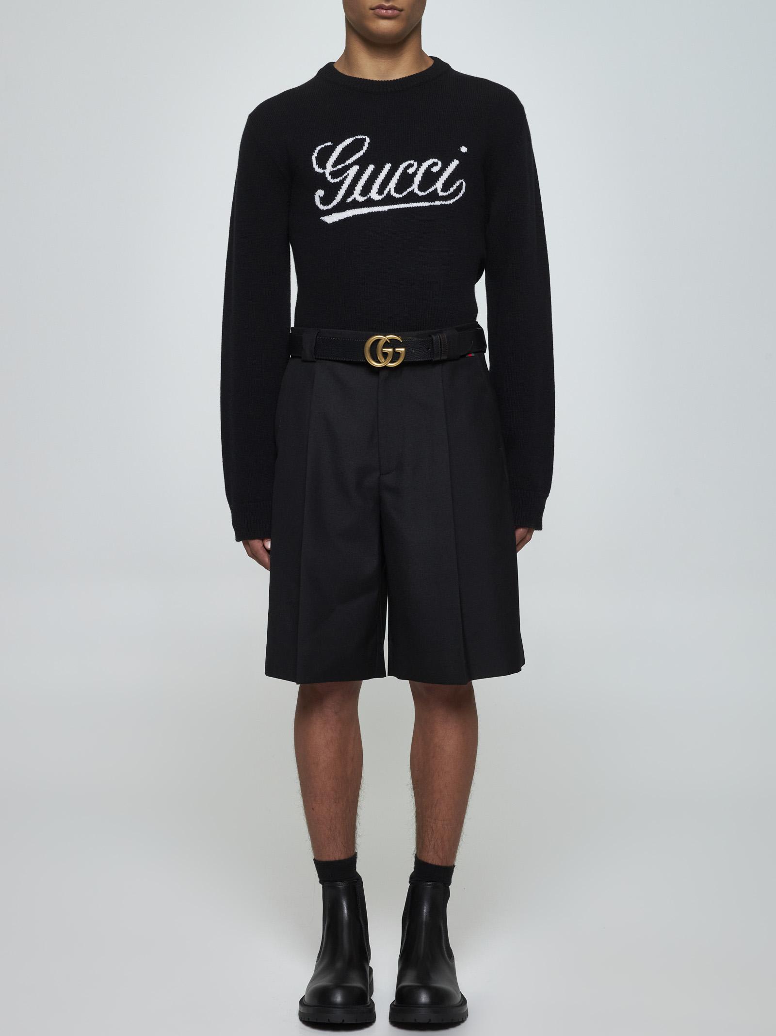 Shop Gucci Logo Wool Sweater In Black