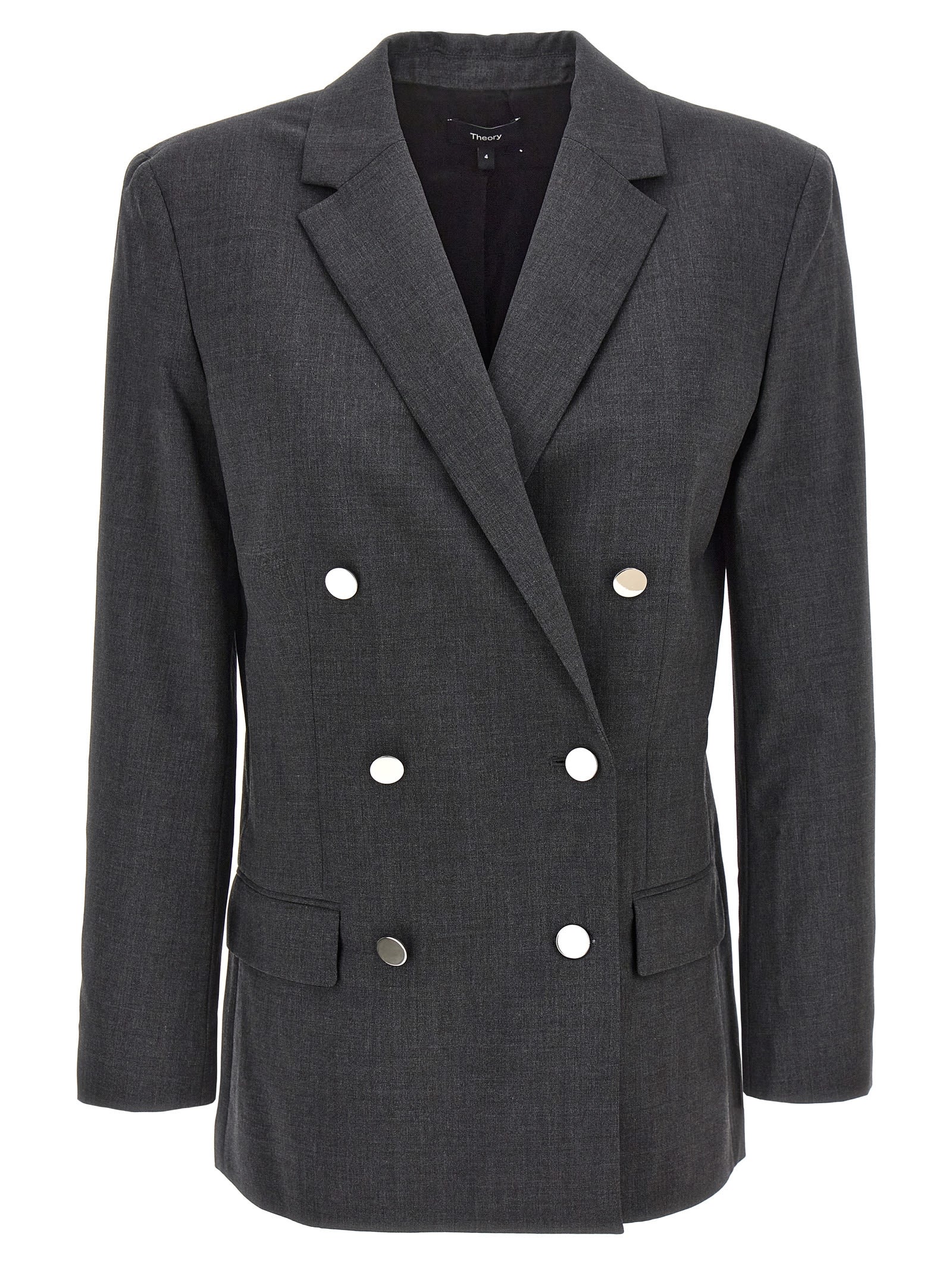 Shop Theory Boxy Blazer In Gray