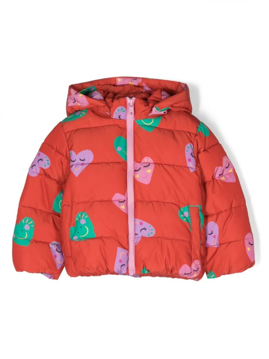 Shop Stella Mccartney Hearts Hooded Down Jacket In Multicolour