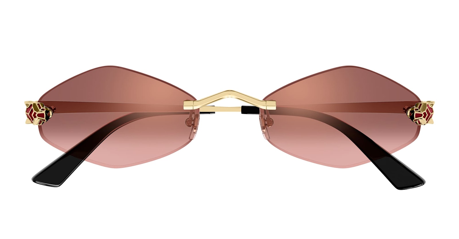 Cartier Eyewear Panthère De Cartier Ct0433s-006 – Gold / Red Lens Sunglasses