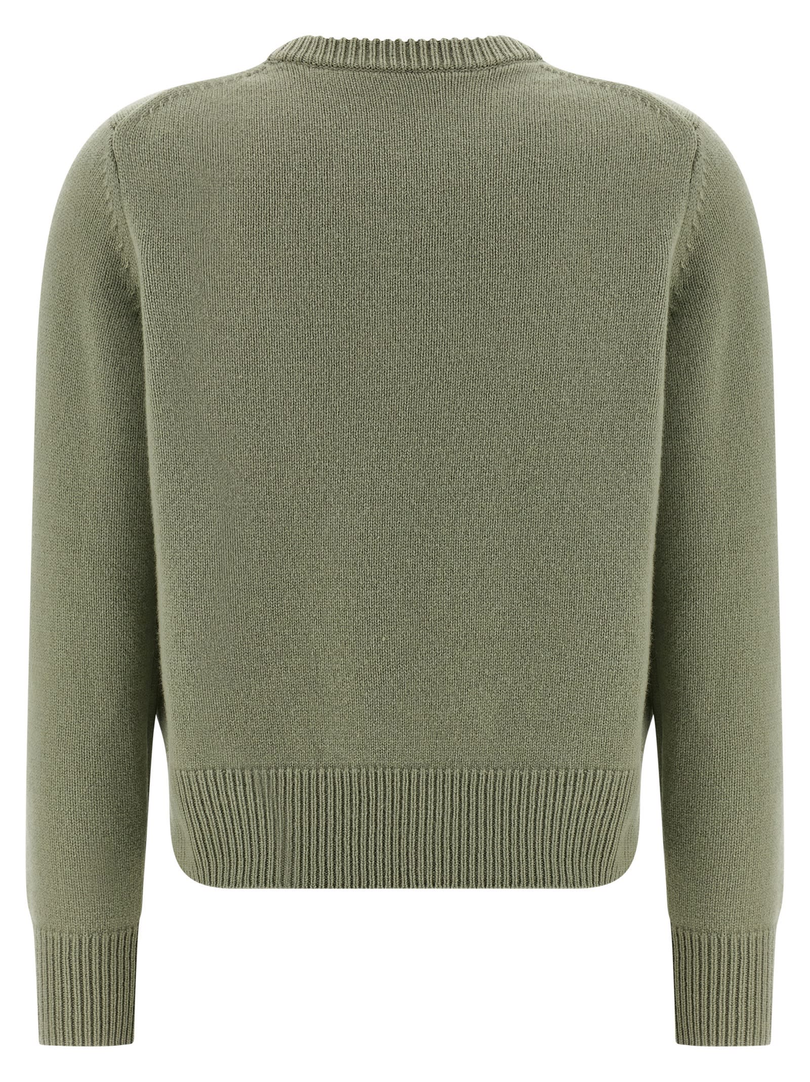 Maison Kitsuné Contrast Fox Head Sweater In Green