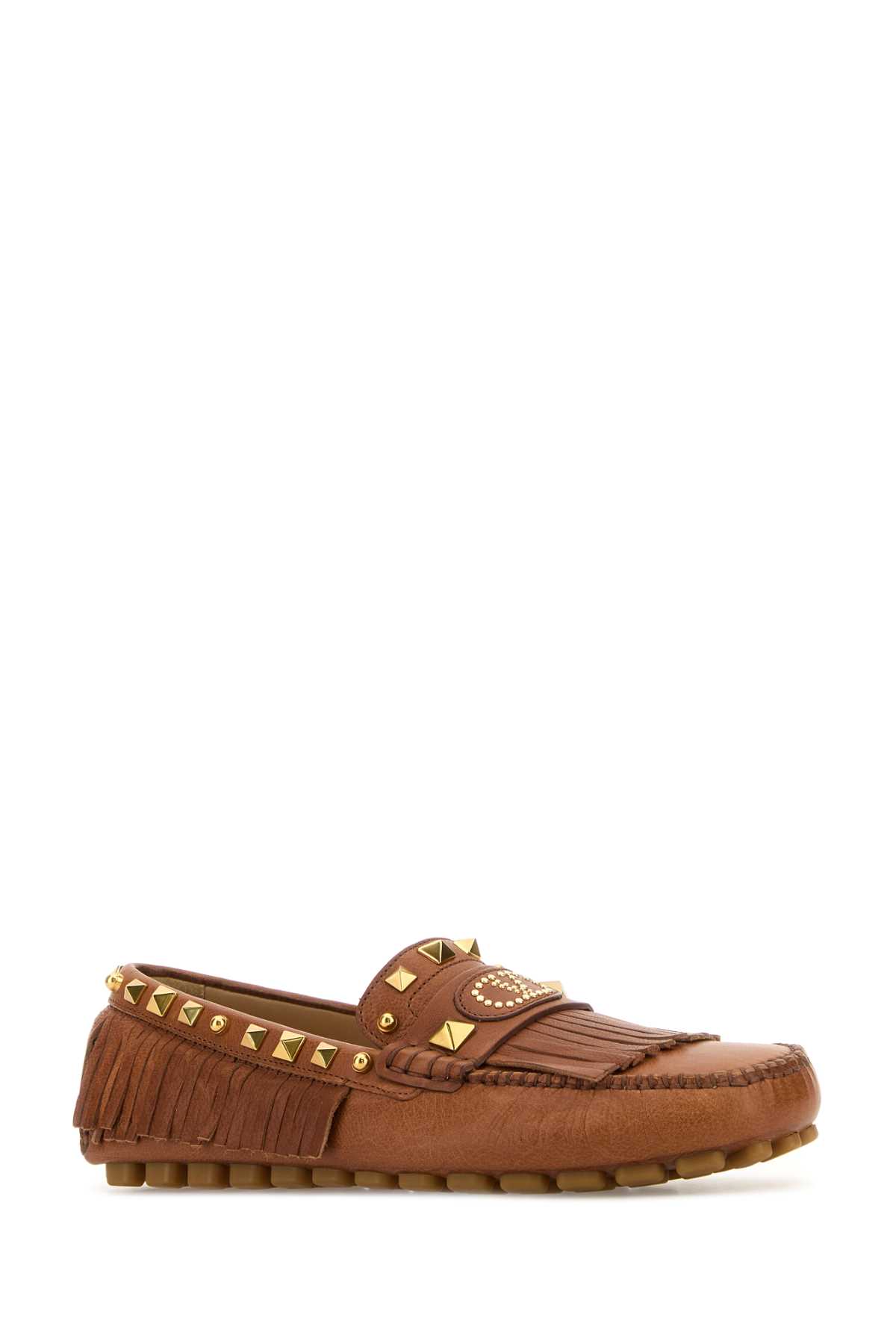 Valentino Brown Split-leather Plaster Caster Loafers In Brown