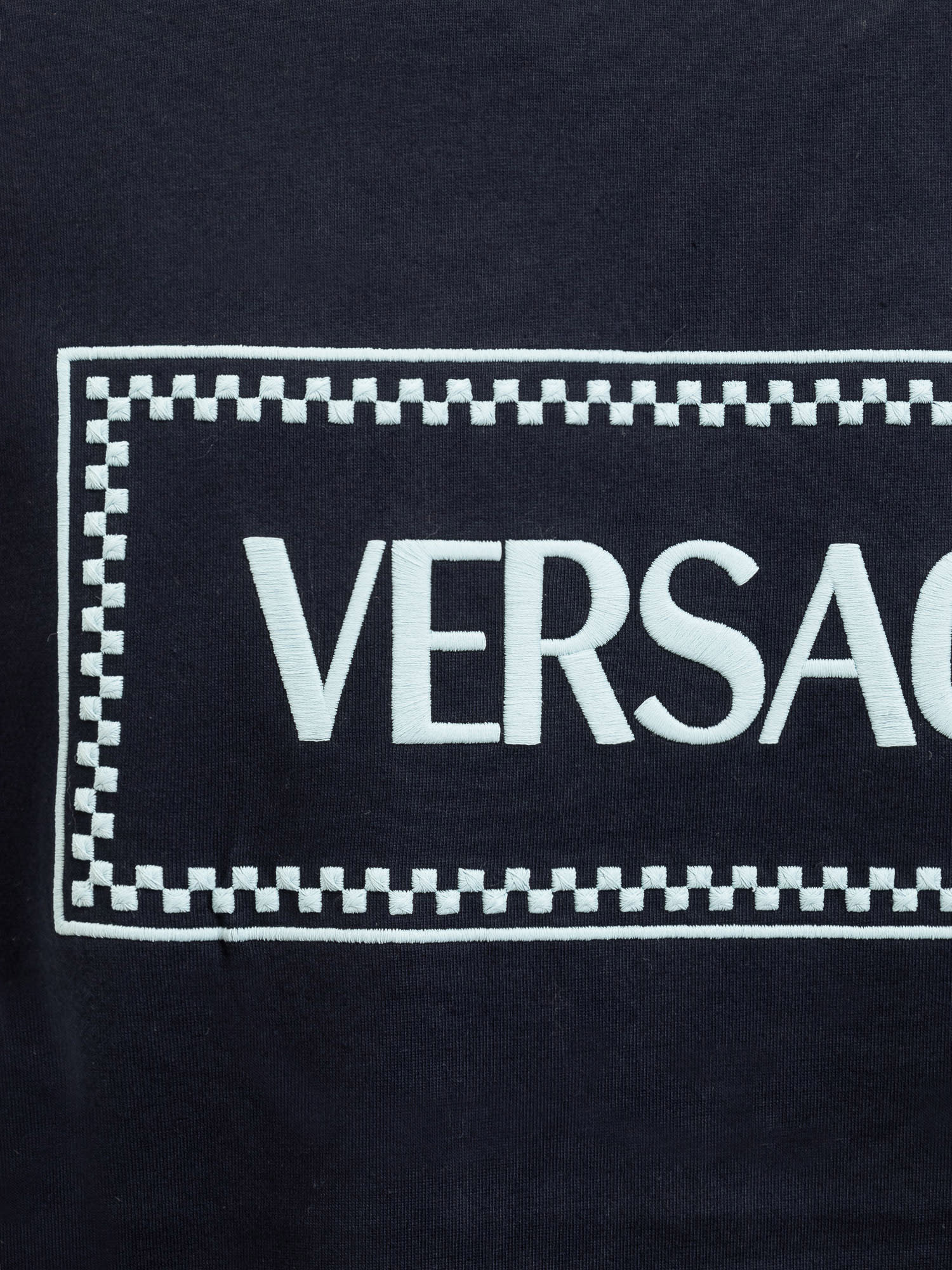 Shop Versace T-shirt In Navy Blue (blue)