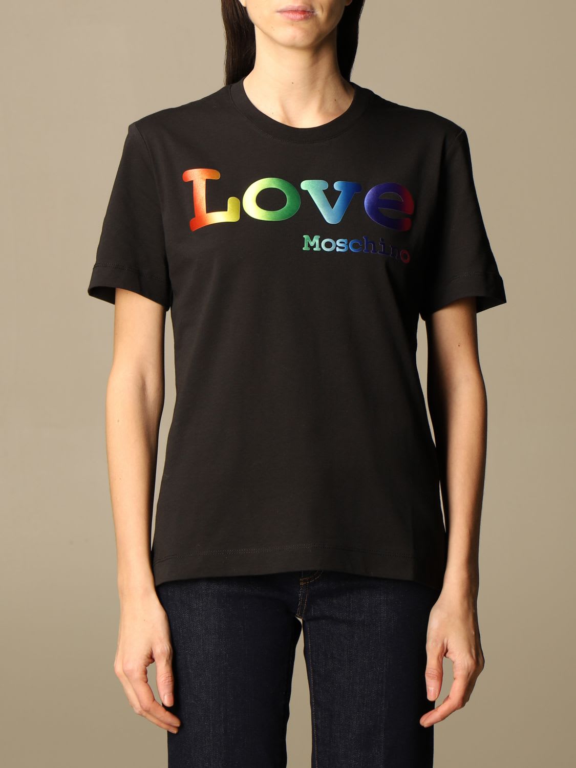 Love Moschino T-shirt Love Moschino Cotton T-shirt With Multicolor Logo