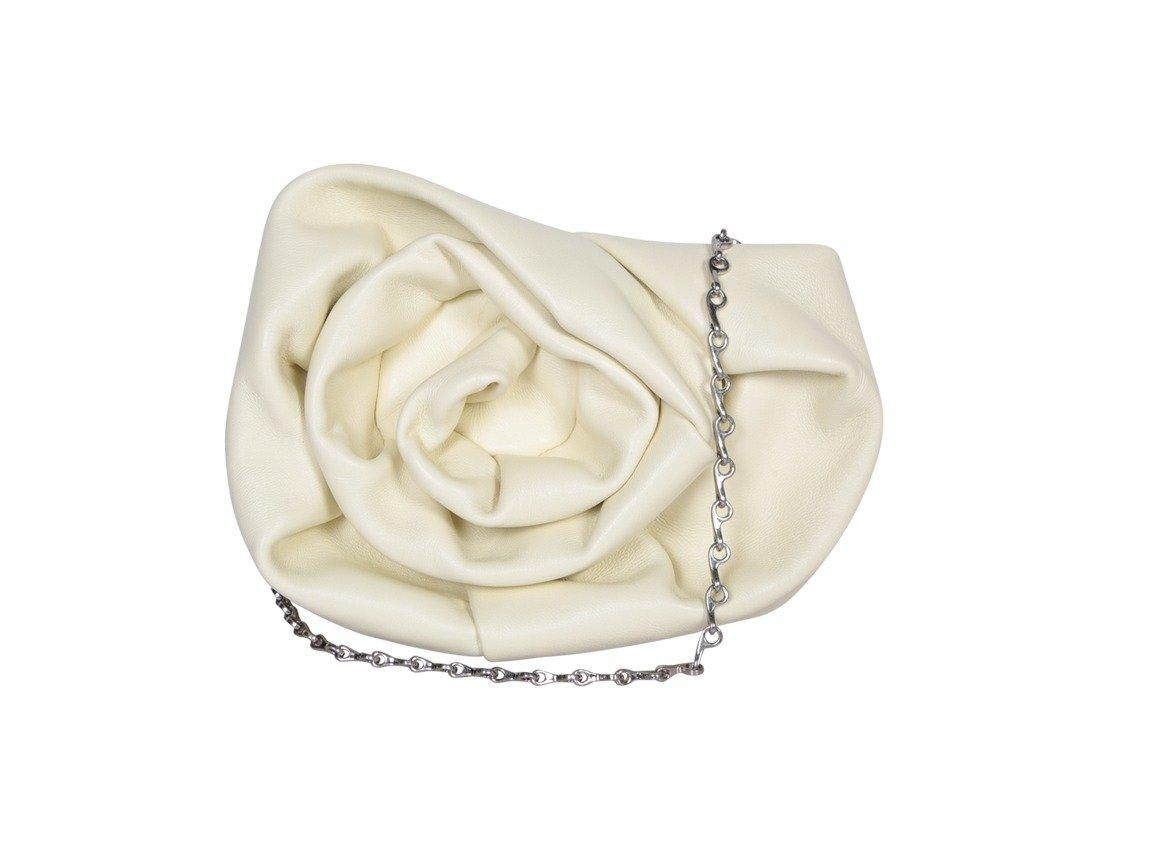 Shop Burberry 3d Rose Chain-linked Clutch Bag In Neutrals