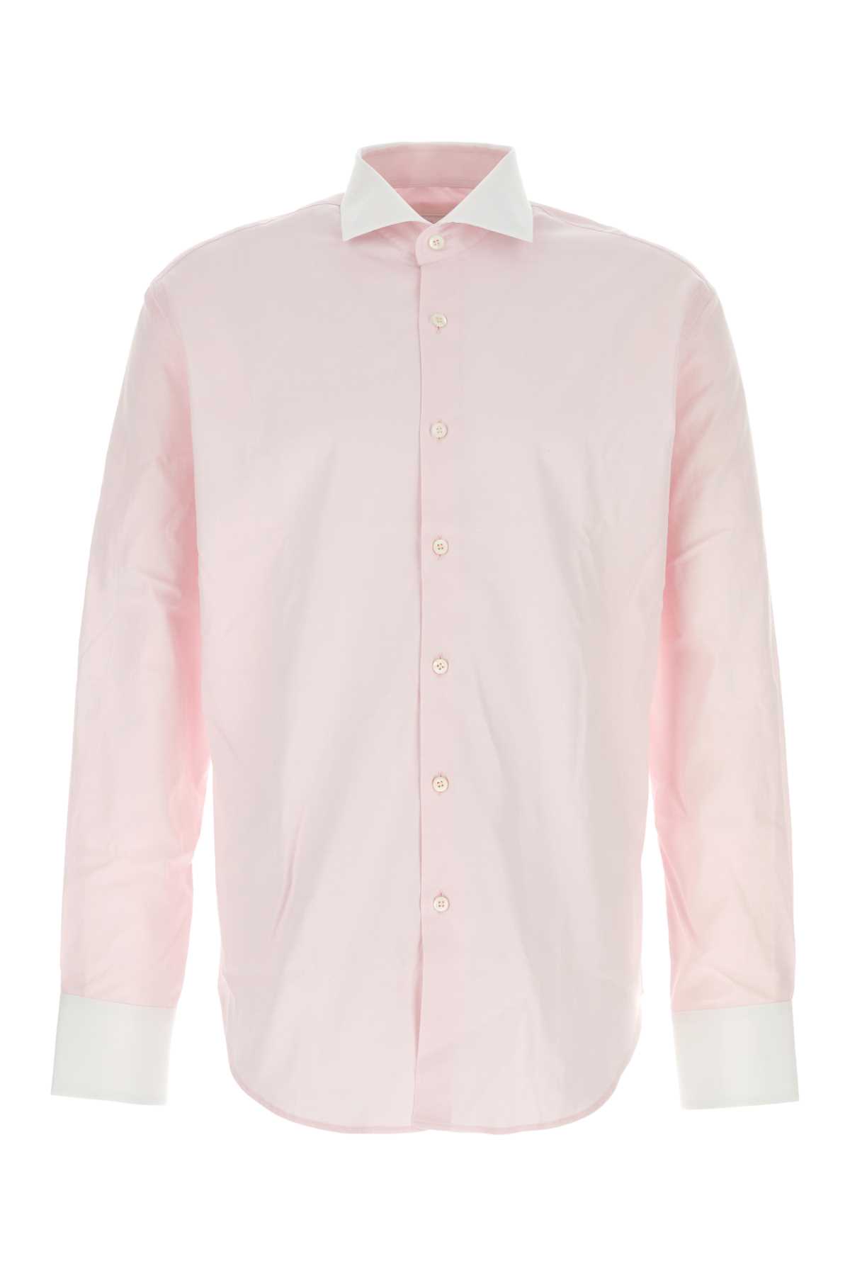 Shop Prada Pastel Pink Poplin Shirt In Rosabianco