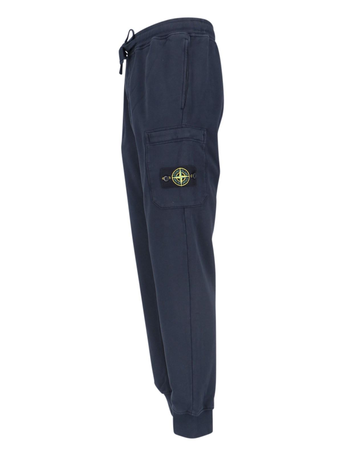 Shop Stone Island Logo Cargo Track Pants In Bleu